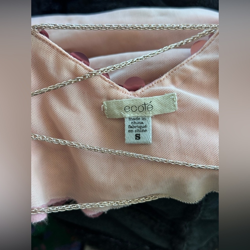 Urban Outfitters Ecote Tempest Pink Sequin Mesh Cami Top Party Size S - Picture 10 of 11